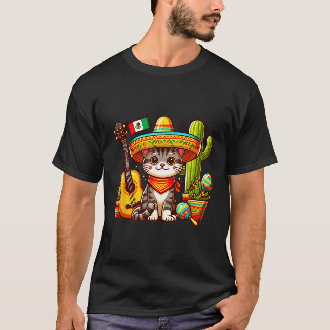 T-shirt Cat mexicain Cinco De Mayo Kitten Faisons la fête (Devant)