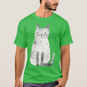 T-shirt Cat mignonne en blanc illustration animal adorable