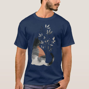 T-shirt Cat mignonne en blanc illustration animal adorable
