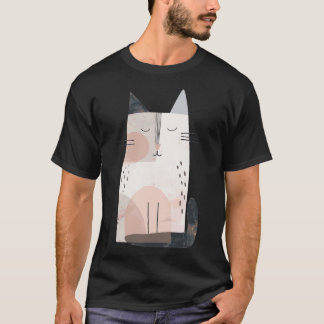 T-shirt Cat mignonne en blanc illustration animal adorable