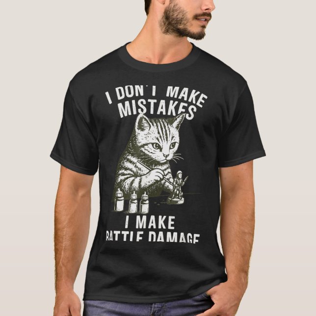 T-shirt Cat Miniature Painter Battle Damage Funny Miniatur (Devant)