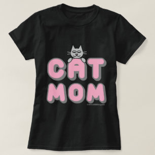 T-shirt "CAT MOM" rose et noir