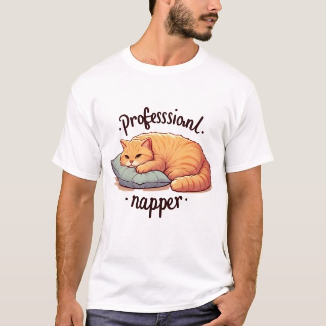 T-shirt Cat Napper Professionnel Cat Funny Lazy Cat Graphi (Devant)