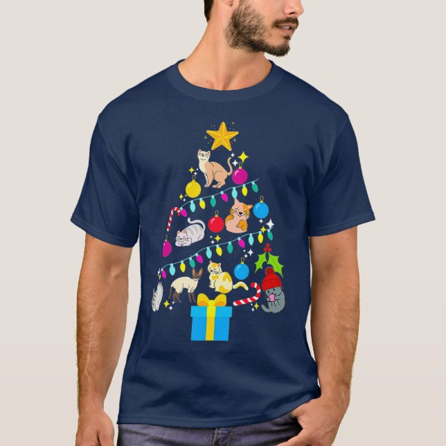 T-shirt Cat Noël Ornement Arbre Drôle Noël (Devant)