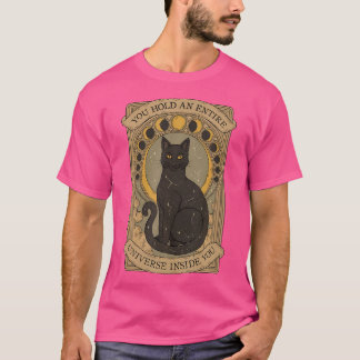 T-shirt Cat noir Boho Tarot Card Crescent Moon Phases Ast