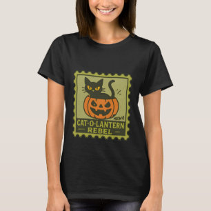 T-shirt Cat-O-Lantern Rebel - Citrouille de chat noir Hall