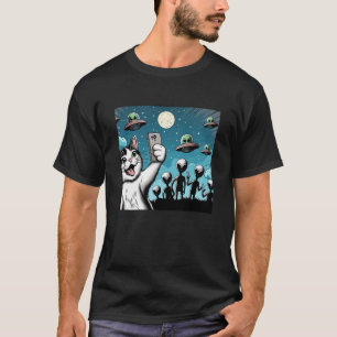 T-shirt Cat OVNI Selfie : Green Alien #1