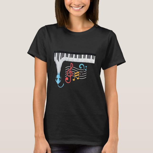 T-shirt Cat Piano Funny Piano Players Piano Teachers Music (Devant)