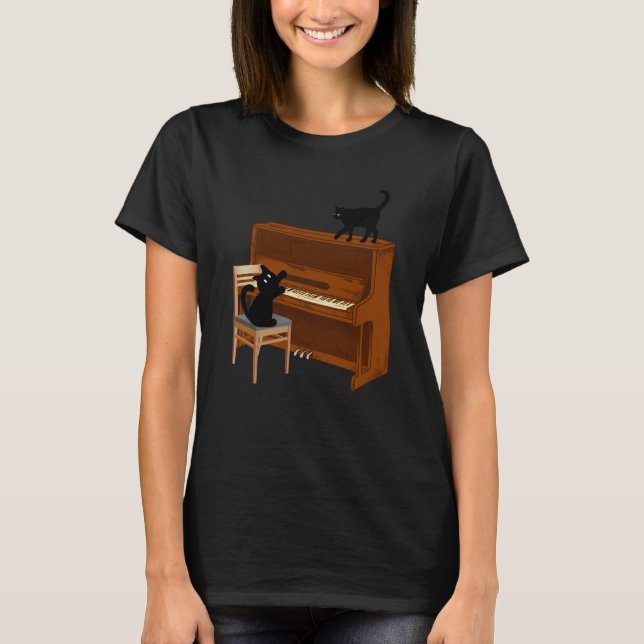 T-shirt Cat Piano Music (Devant)