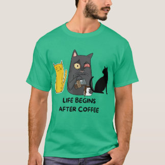 T-Shirt cat pictures for coffee lovers green