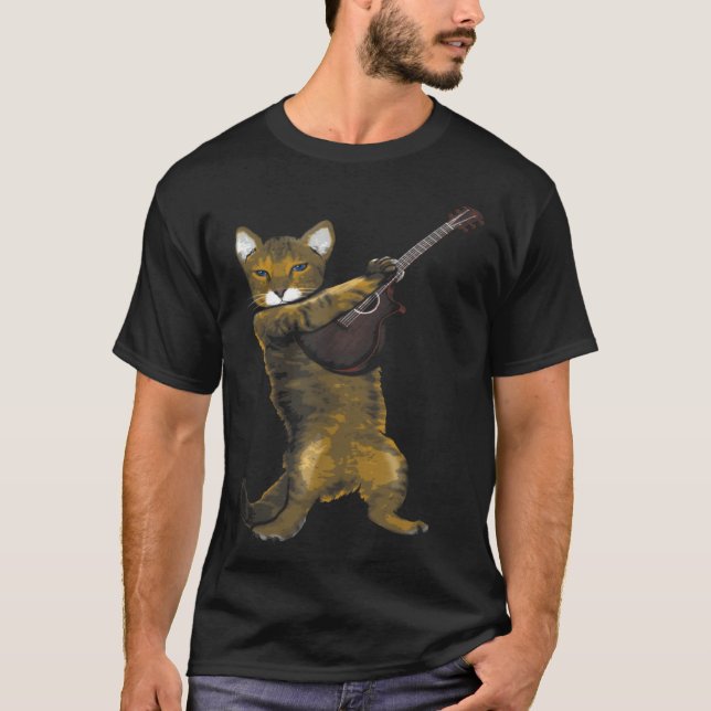 T-shirt Cat Playing Acoustic Guitar Musician (Devant)