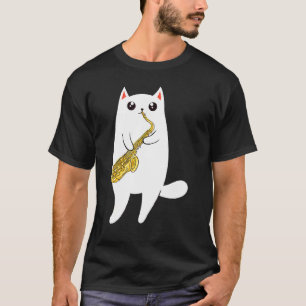 T-shirt Cat Playing Saxophone Saxophoniste Musician