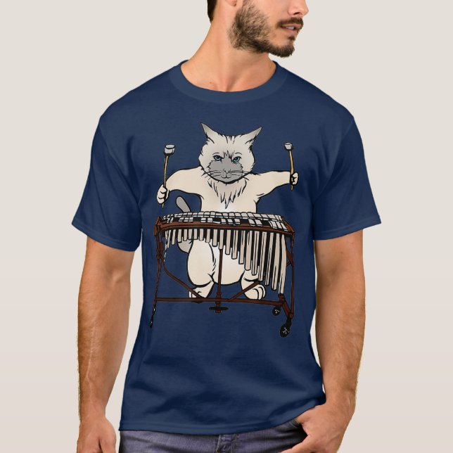 T-shirt Cat Playing Vibraphone  Jazz Marimba (Devant)