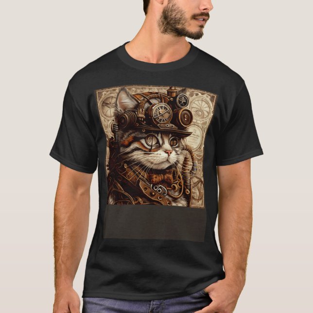 T-shirt Cat Quilting Steampunk (Devant)