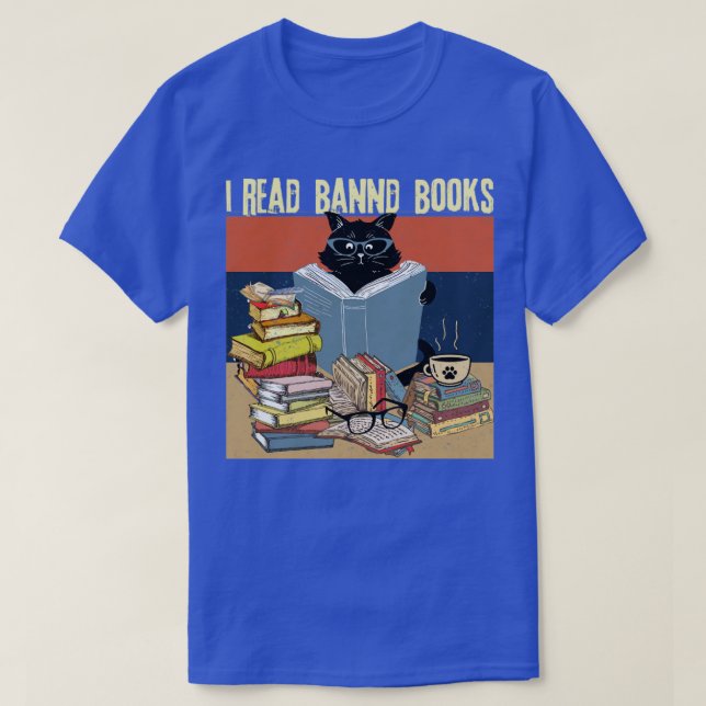 T-shirt Cat Read Banned Books (Design devant)