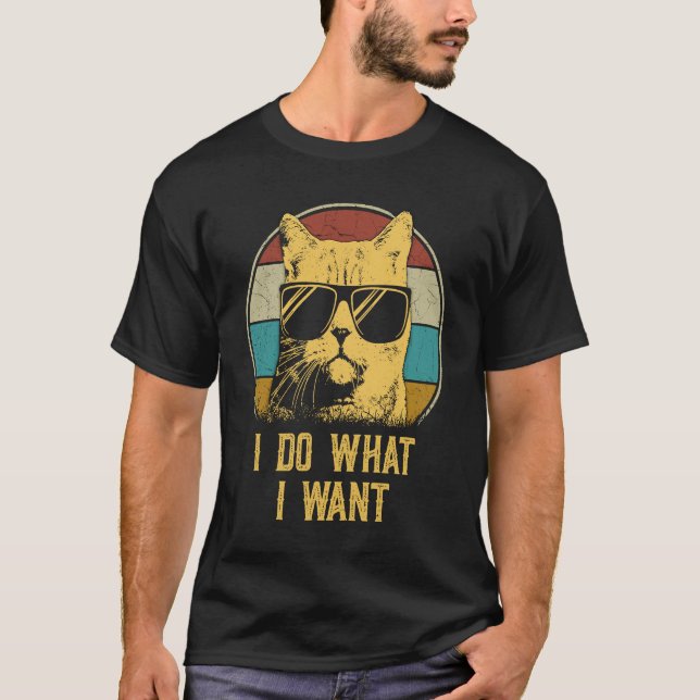 T-shirt Cat   Retro 80s i do what i want cat (Devant)