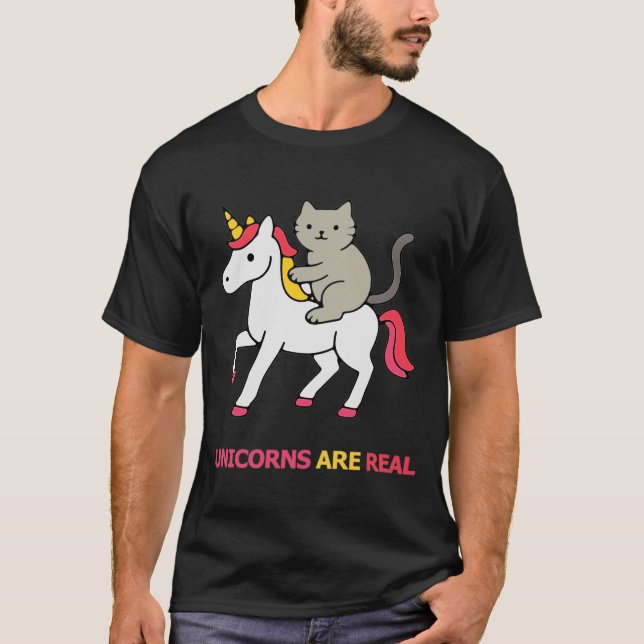T-shirt Cat riding an unicorn (Devant)