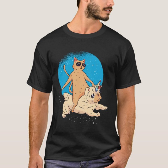 T-shirt Cat Riding Unidog (Devant)
