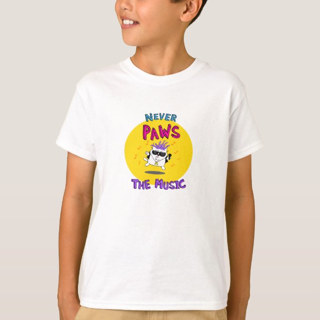 T-shirt Cat Rock Star Chanter Ne Jamais Pause La Musique (Devant)