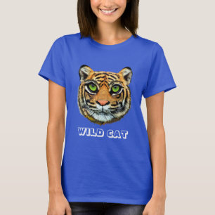 T-shirt Cat sauvage et calligraphie