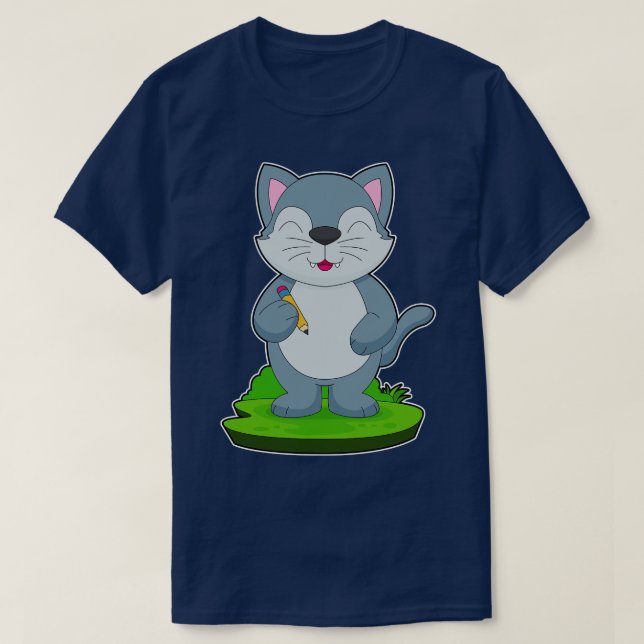T-shirt Cat School Pencil (Design devant)