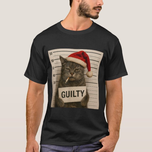 T-shirt Cat Smoking Cigarette Christmas Funny Meme Cat  (Devant)