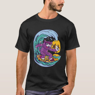 T-shirt Cat Surfing Waves Ocean Island et Sun