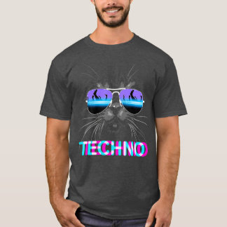 T-shirt Cat Techno DJ Electro Music