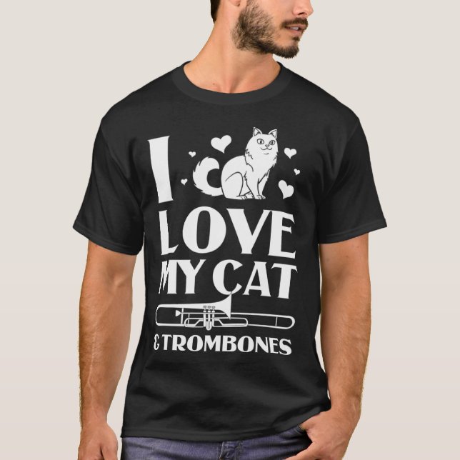 T-shirt Cat Trombone Music Brass Instrument Player (Devant)