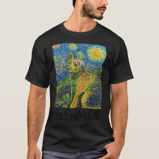 T-shirt Cat Tshirt, Starry Night Cat, Womens Cat, Van Gog