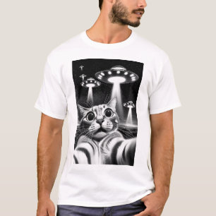 T-shirt Cat Ufo Funny Invasion Mème Retro Alien Cat Ufo S