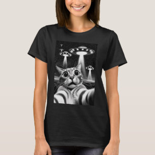 T-shirt Cat Ufo Funny Invasion Mème Retro Alien Cat Ufo Se