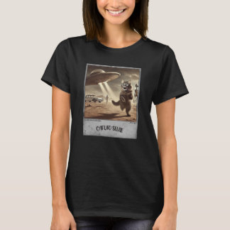 T-shirt Cat UFO Selfie : Scared Kitty (T-shirt femme) #06