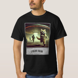 T-shirt Cat UFO Selfie : Scared Kitty (T-shirt Homme) #03