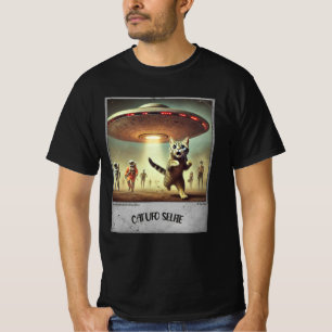 T-shirt Cat UFO Selfie : Scared Kitty (T-shirt Homme) #04