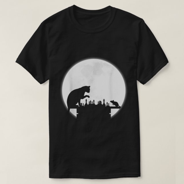 T-shirt Cat vs Mouse Chess | Moonlight Strategy Art (Design devant)