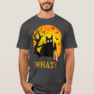 T-shirt Cat What Murderous Black Cat With Knife Costume