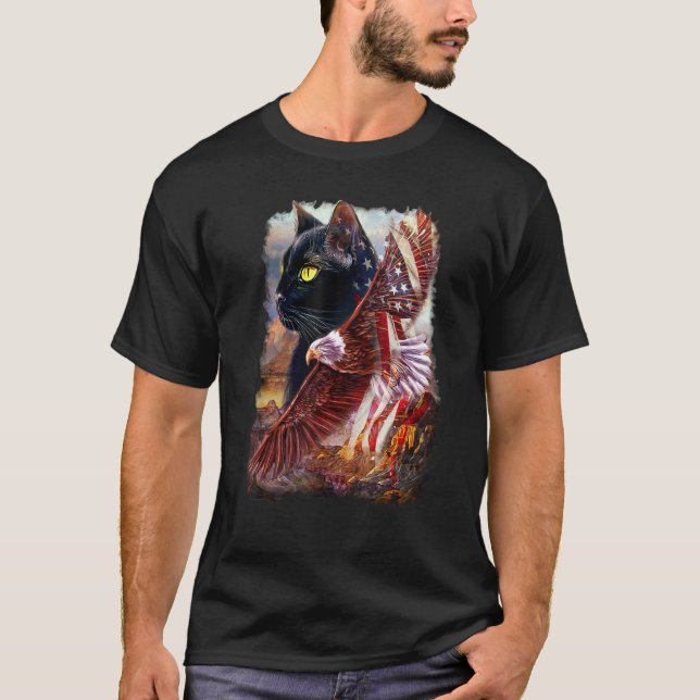 T-shirt Cat with American eagle (Devant)