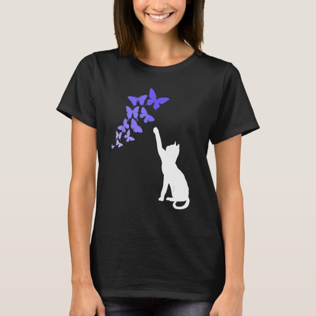 T-shirt Cat with Butterflies Beautiful Butterfly (Devant)