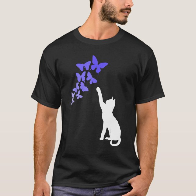 T-shirt Cat with Butterflies Beautiful Butterfly (Devant)