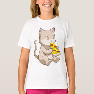 T-shirt Cat with Pizza