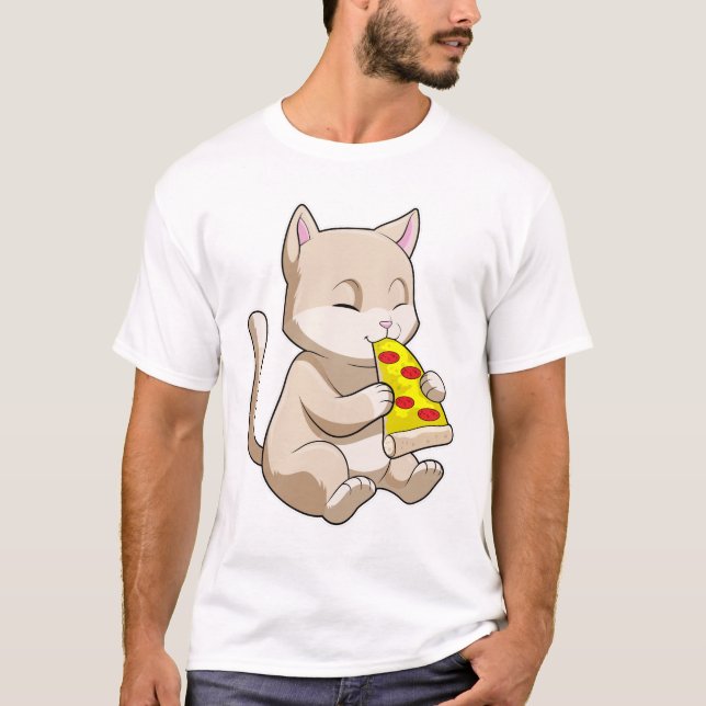 T-shirt Cat with Pizza (Devant)