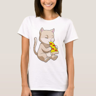 T-shirt Cat with Pizza