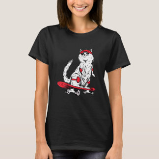 T-shirt Cat With Skateboard Kitten Skater