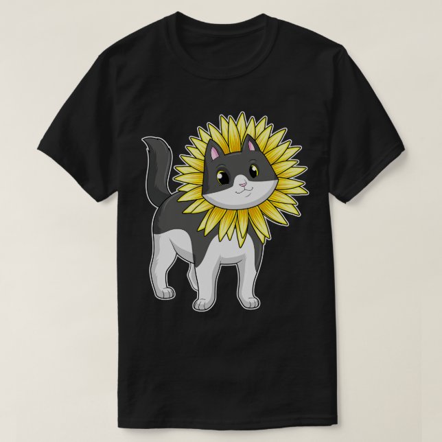 T-shirt Cat with sunflower (Design devant)