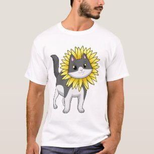 T-shirt Cat with sunflower