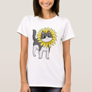 T-shirt Cat with sunflower