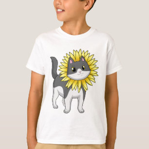 T-shirt Cat with sunflower