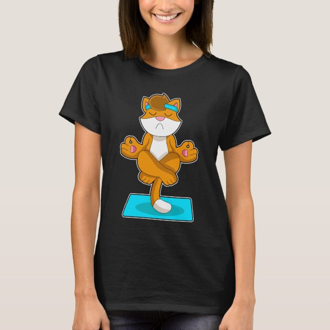 T-shirt Cat Yoga Méditation Gymnastique (Devant)