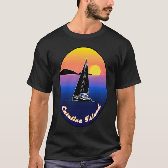 T-shirt Catalina Island Sailing Printed On Front (Devant)